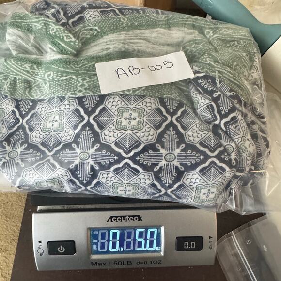 Lucky Brand Boho Top 1X Blue Green Mixed Print Split Neck Long Sleeve - Picture 8 of 8